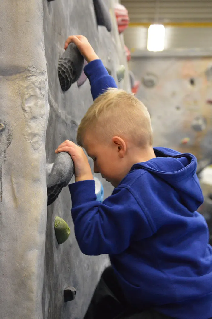 Young climber on the wall at Climb Leicester - The Tower