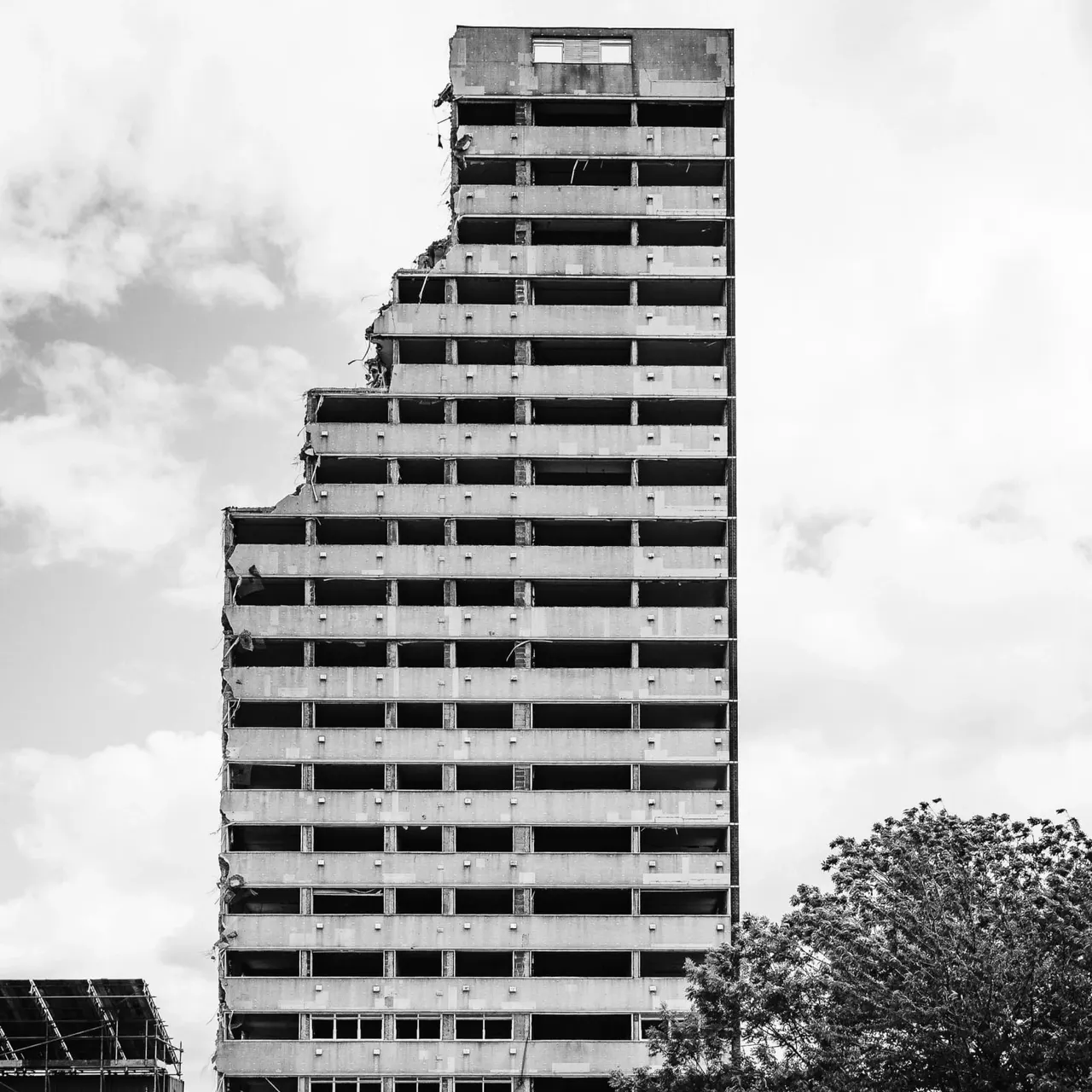 This is a designed graphic — a black and white architectural photograph with strong compositional framing, likely used as branding or promotional material for the venue.

GRAPHIC