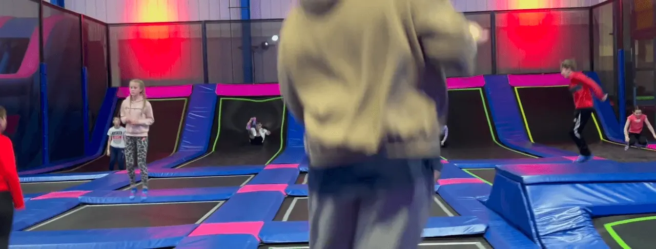 Main trampoline court at AirHop Adventure Park Warwick