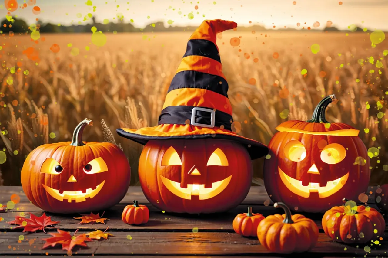Halloween pumpkin still on the farm