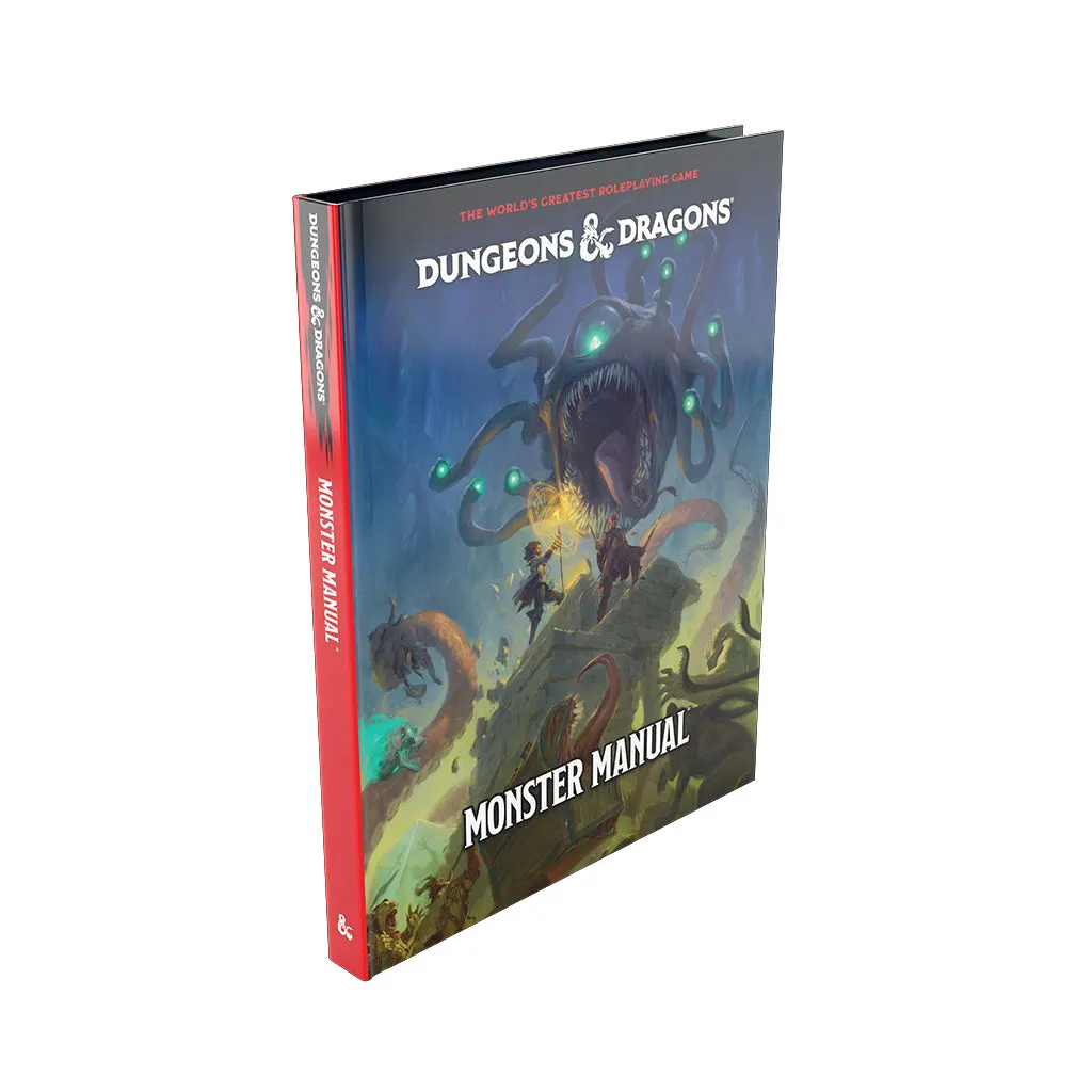This is a designed graphic—a product image of a Dungeons & Dragons Monster Manual rulebook.

GRAPHIC