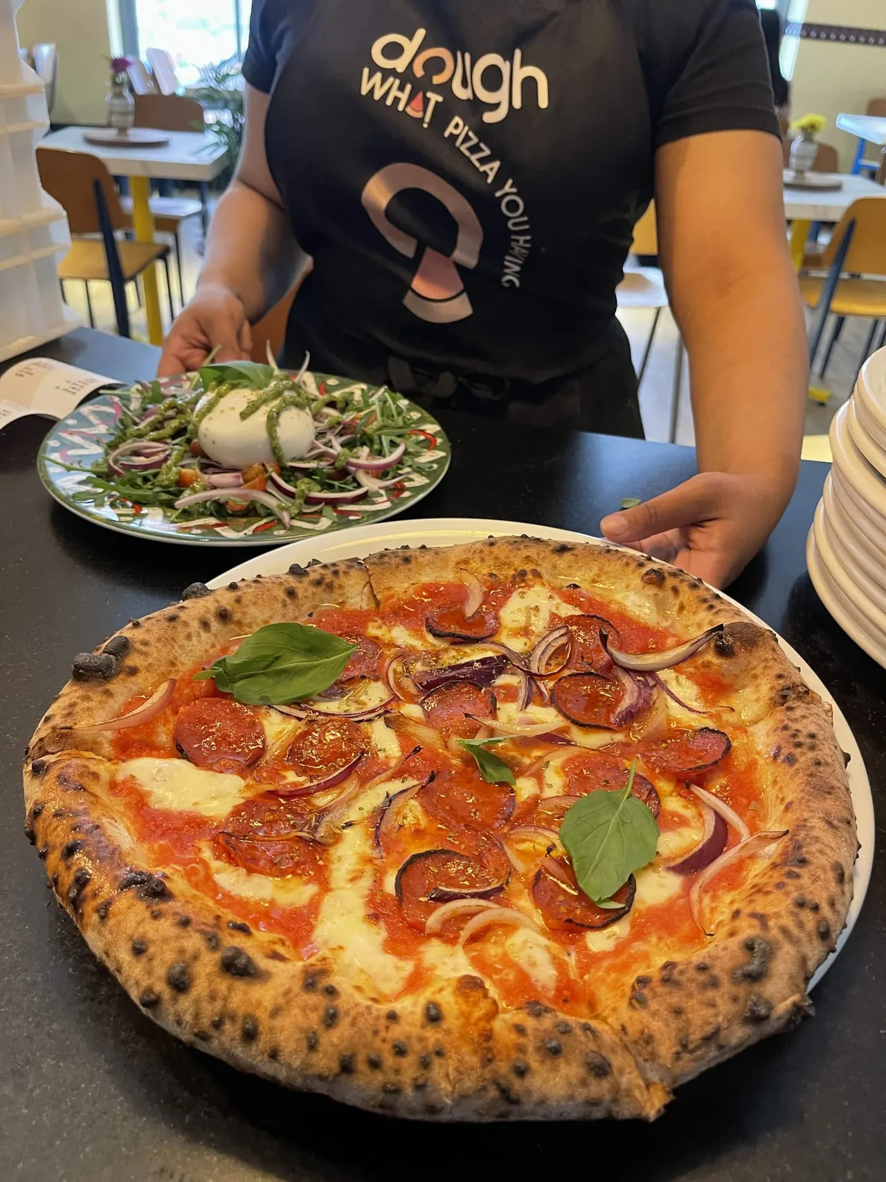 Neapolitan-style pizza at Dough What