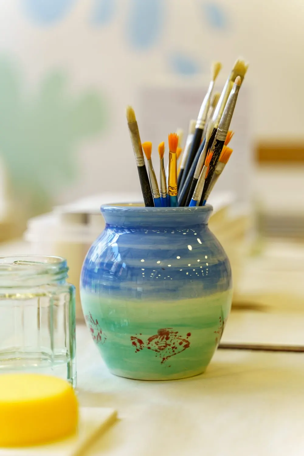 Painted pottery piece at The Glazey Place