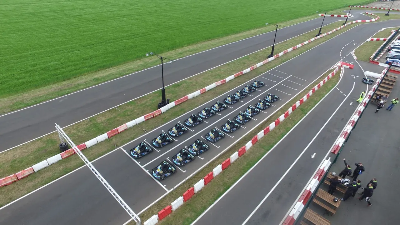 Aerial view of ELK Karting outdoor circuit Newark