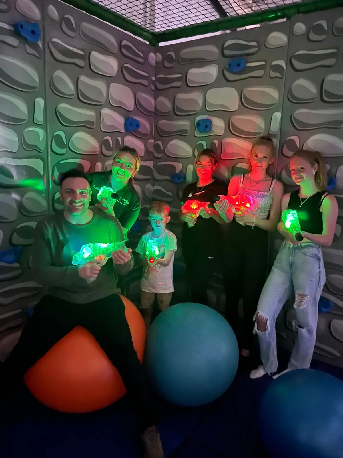 Soft-play castle pads and climbing holds at Robin Hood Soft Play