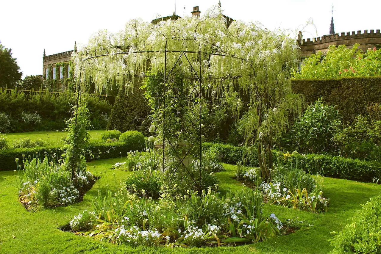 Summer Italianate garden beds at Renishaw Hall