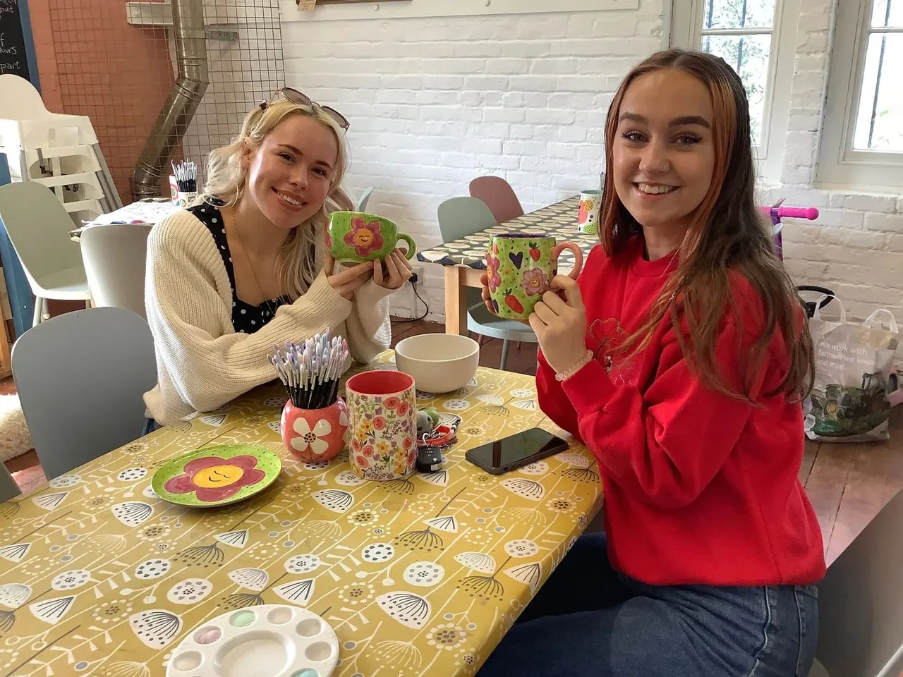 Pottery painting tables at Paint a Pot Derby Markeaton Park