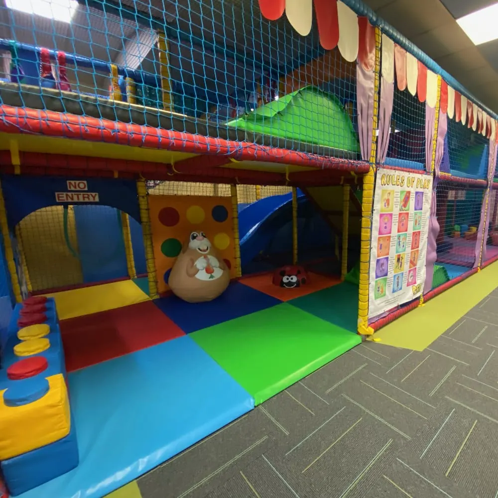 Soft play gallery with circus awnings at Tumble Town
