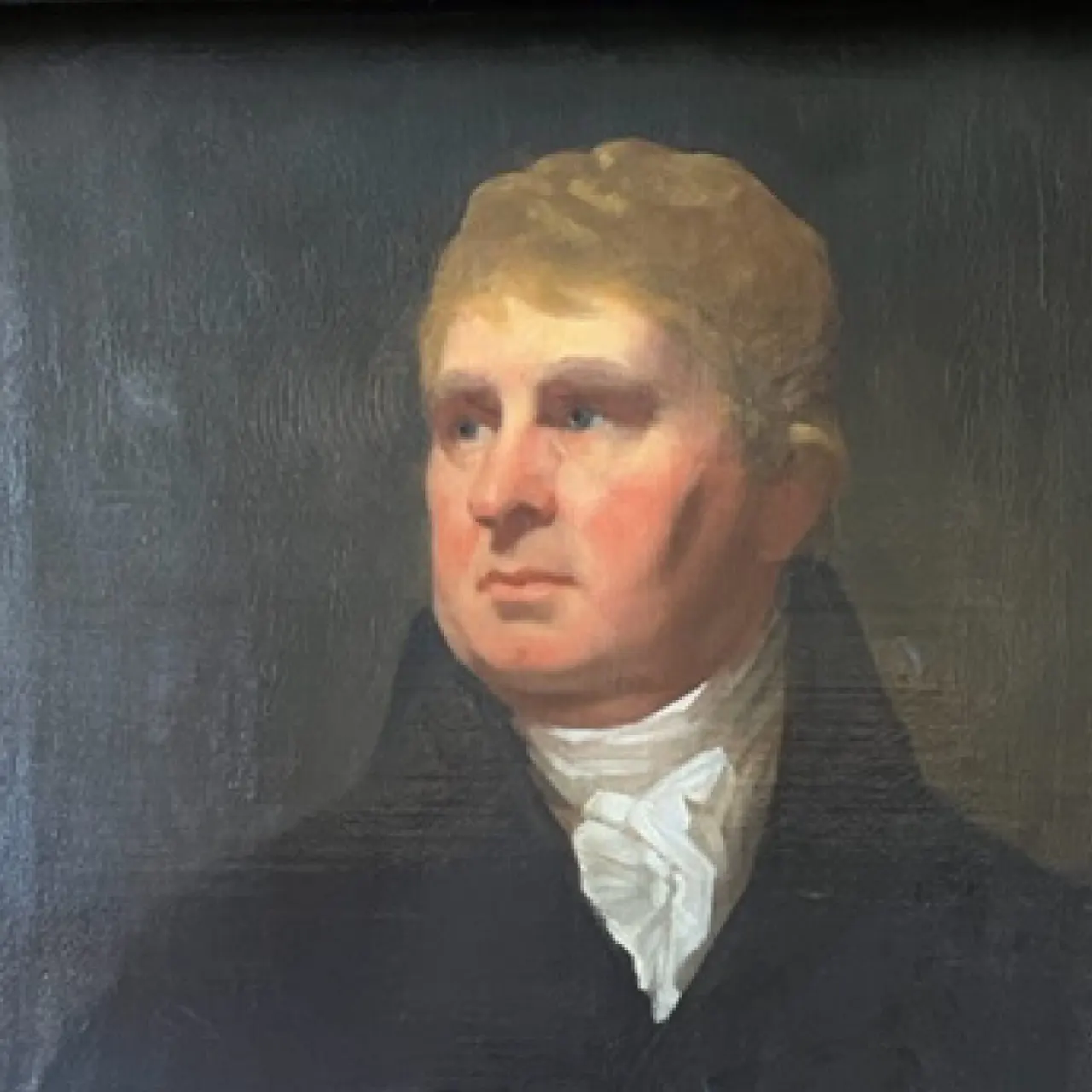 This is a designed graphic — specifically a portrait painting — not a photograph. I should respond with:

GRAPHIC