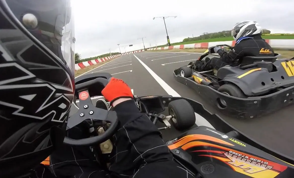 Karts racing on ELK Motorsport outdoor circuit