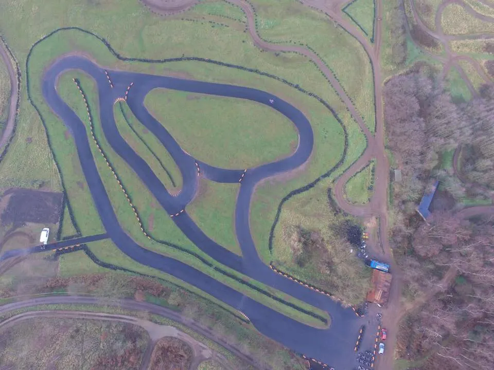 Go-karts and drivers on Lockwell Hill outdoor circuit
