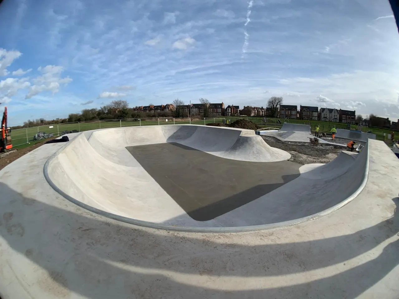 Wide bowl and plaza still at The Hook skate park Lady Bay