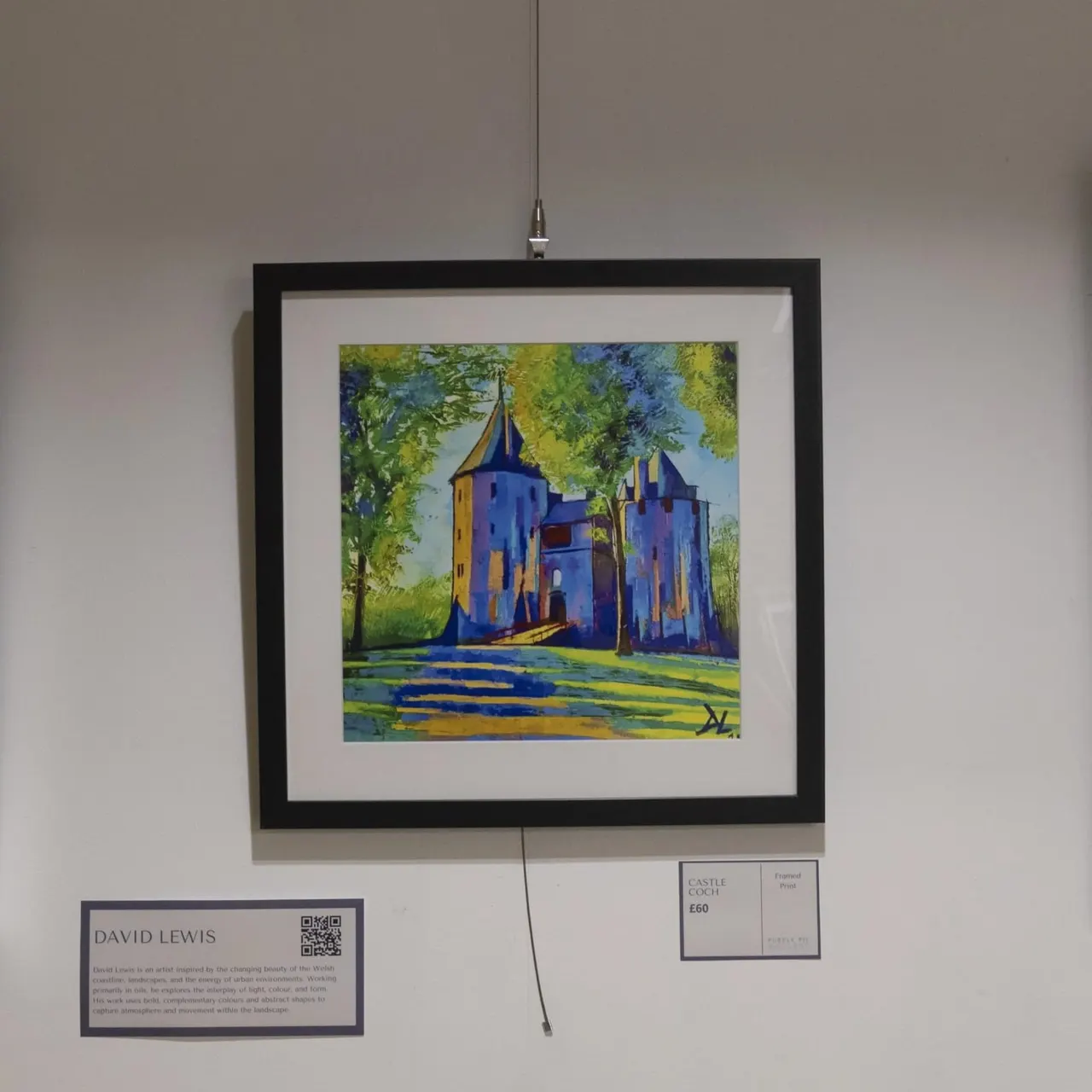 This is a designed graphic — it's an artwork displayed on a gallery wall with accompanying labels and information plaques below.

GRAPHIC