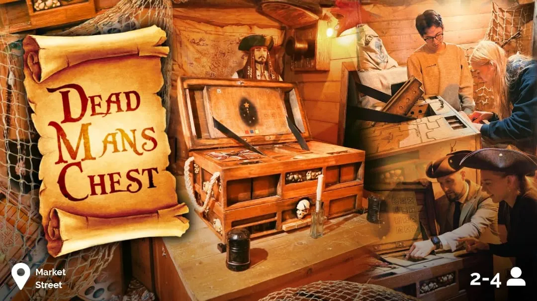 Break Escape Market Street Dead Man's Chest pirate escape room promotional still, 2-4 players