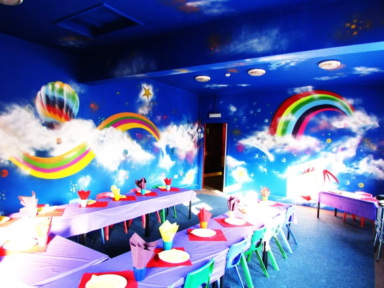 Rainbow party room at Hocus Pocus Soft Play