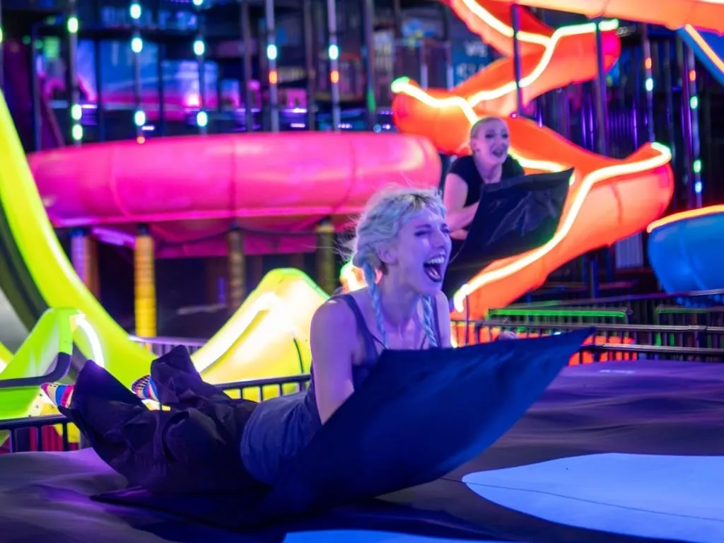 Indoor slide park action at Slick City Nottingham