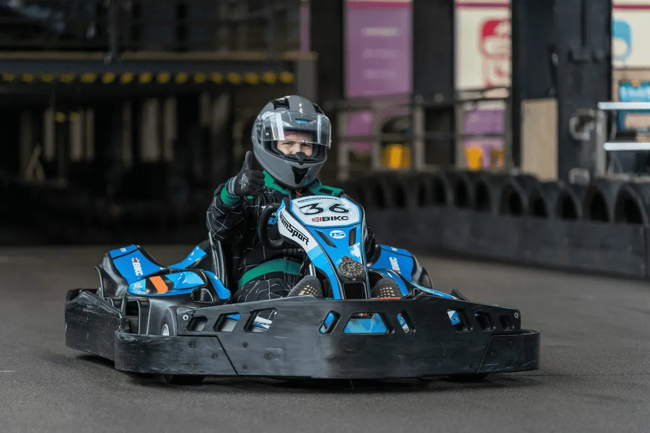 Electric go-karts on TeamSport indoor track