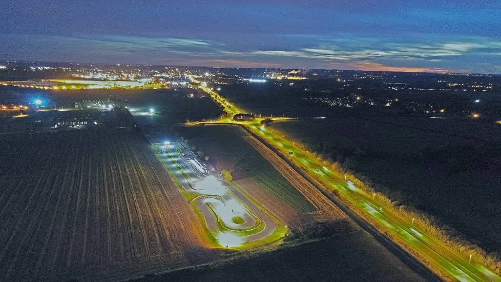 ELK Motorsport kart track at night floodlit