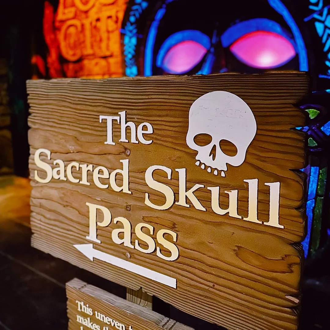 Sacred Skull Pass themed hole at Lost City adventure golf
