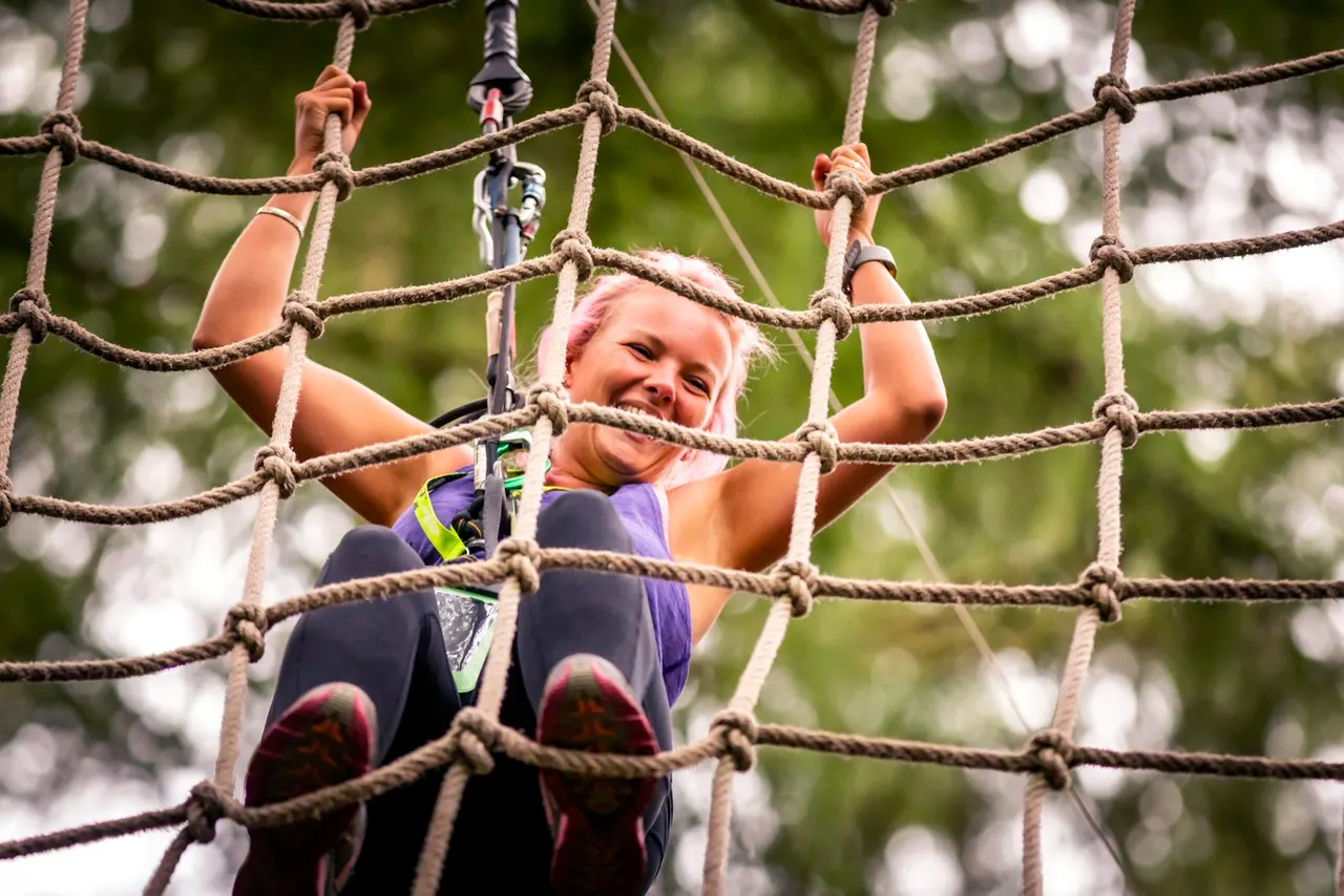 Go Ape zip line through forest canopy