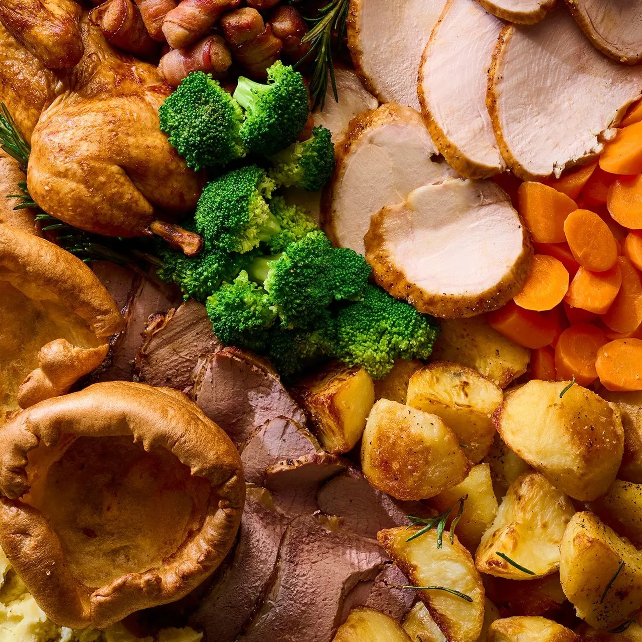 Fairway Inn carvery meal with roast meat and vegetables