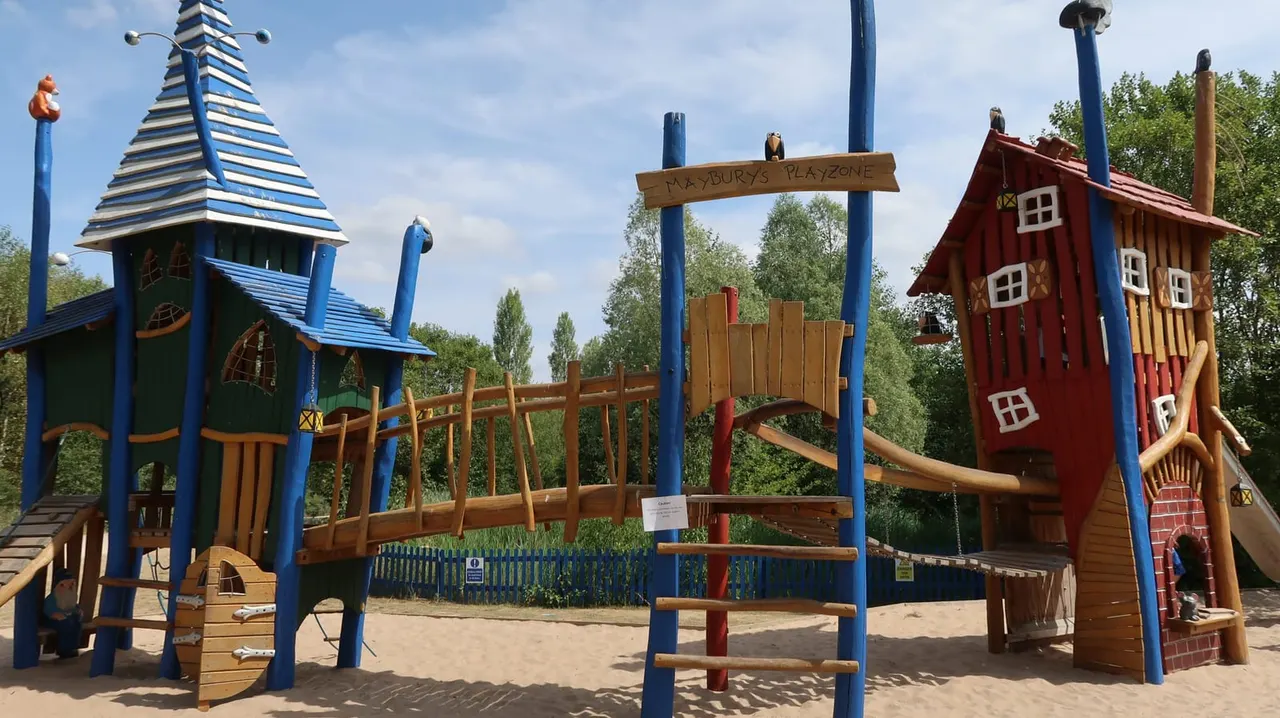 Outdoor play towers at Conkers Discovery Centre