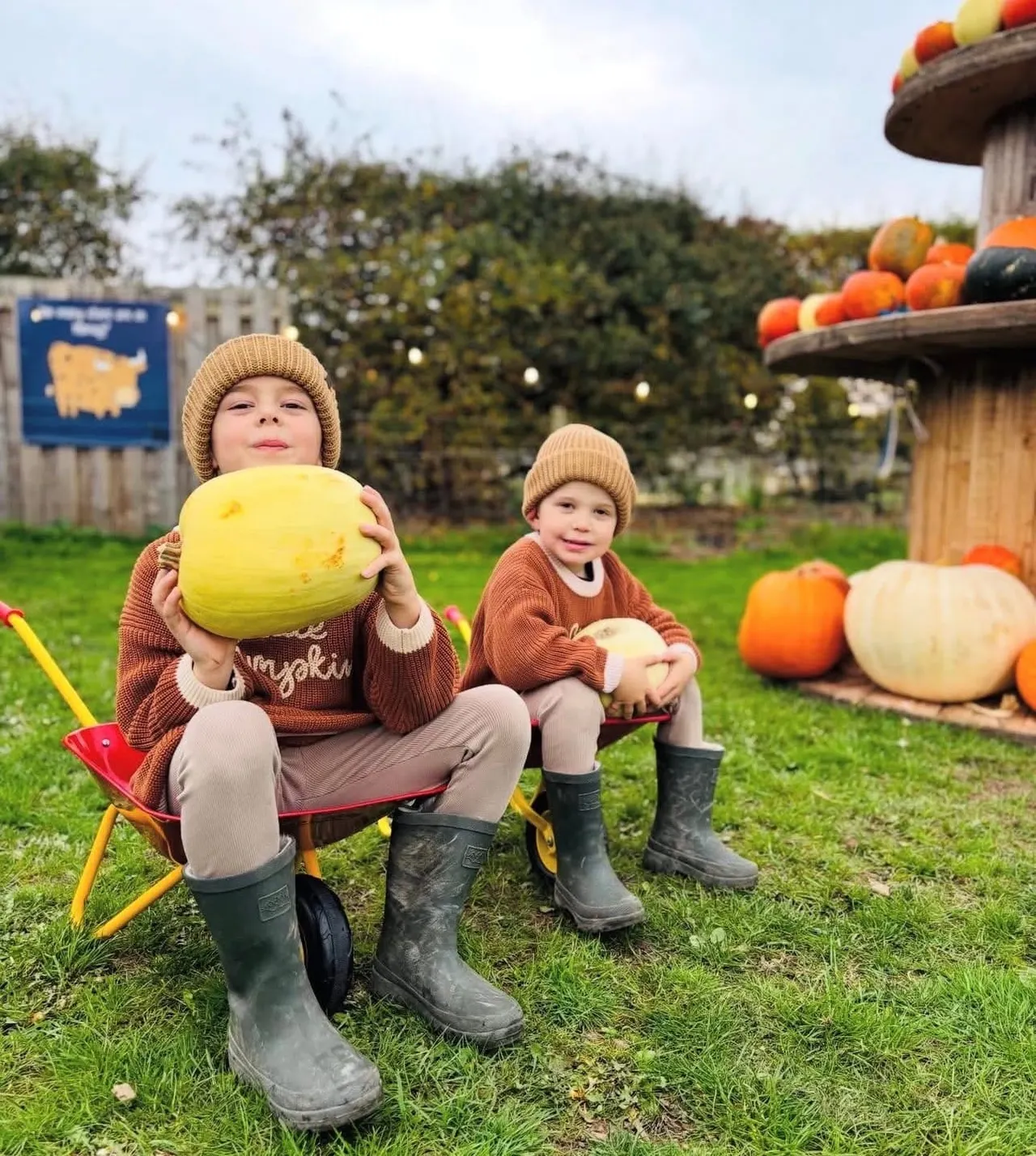Kids with pumpkins at White Post Farm Halloween