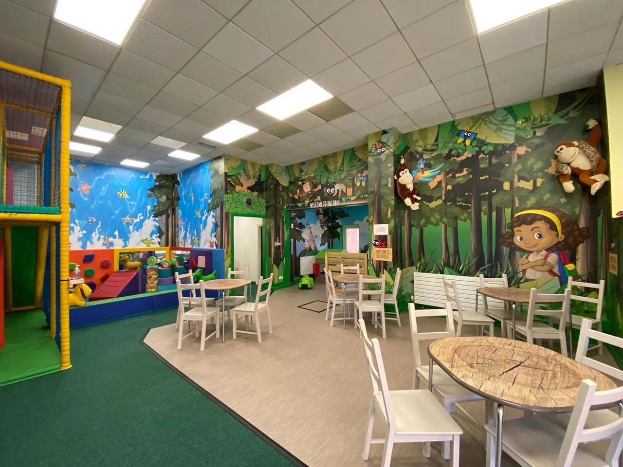 Soft-play slides and frame at Jungle Bugs