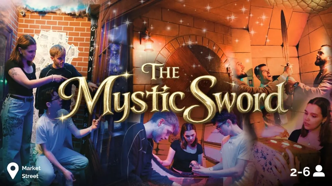 Break Escape Market Street The Mystic Sword escape room promotional still, 2-6 players