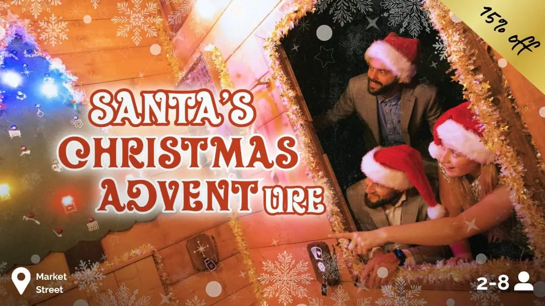 Break Escape Market Street Santa's Christmas Adventure seasonal escape room promotional still, 2-8 players