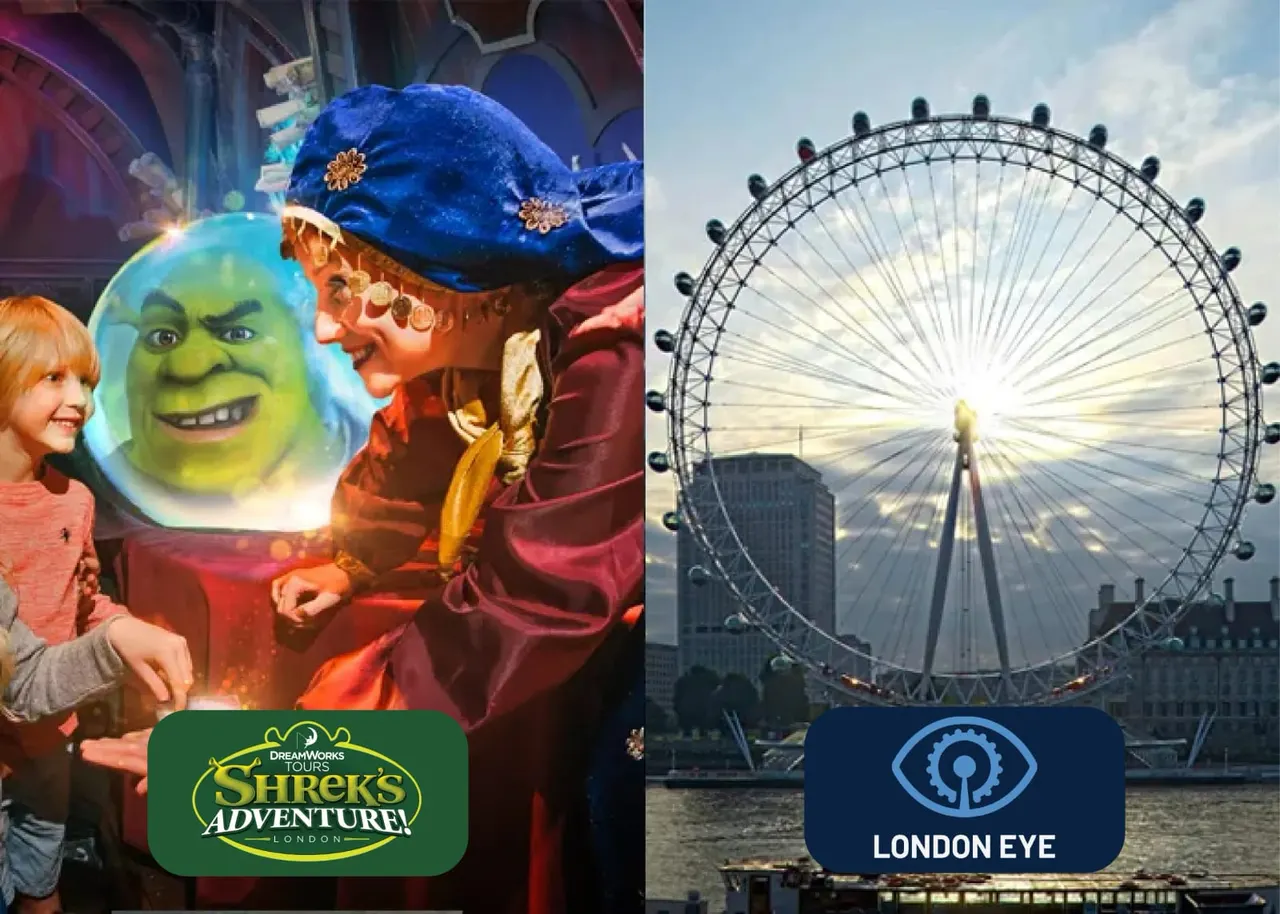 This is a designed graphic, showing two London attractions side by side.

GRAPHIC